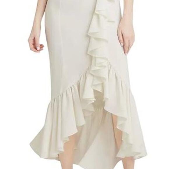 Cinq á Sept Jovette 1 Shoulder Cocktail Midi Dress White Ivory 2 XS Mermaid - Picture 4 of 7